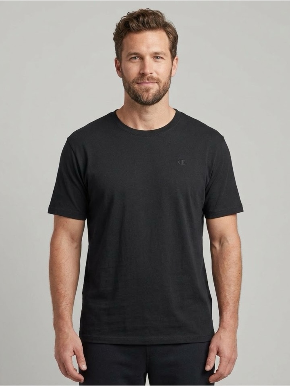 Champion Authentic Short Sleeve Crew Neck T-Shirt Embroidered Chest C Logo